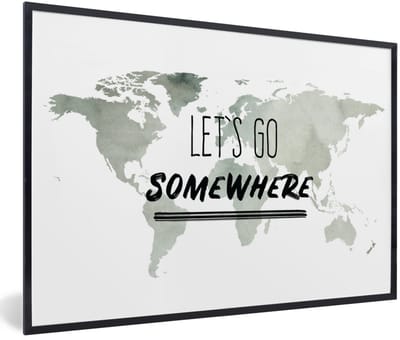 Poster in lijst - Fotolijst 120x80 cm - Posters - Wereldkaart - Simpel - Quote - Posterlijst zwart - Decoratie - Wanddecoratie woonkamer - Muurdecoratie slaapkamer