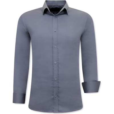 Luxe Speciale Blanco Heren Overhemden - Slim Fit - 3080 - Grijs