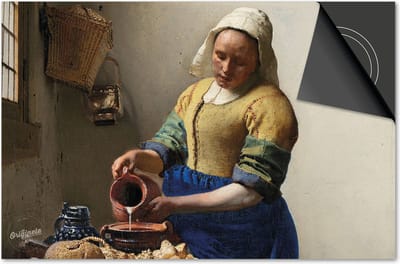 Inductie beschermer 60x60 - afdekplaat inductie mat - Dietrix Kookplaat beschermer - Exclusief - Oude Meesters - Johannes Vermeer Het Melkmeisje