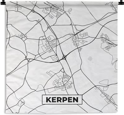 Wandkleed - Wanddoek - Plattegrond - Kerpen - Kaart - Stadskaart - 180x180 cm - Wandtapijt