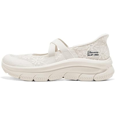 Skechers Modern DLux Instappers Zacht Comfortabel Ademend Ballerina's Plateau Mary Jane Dames sneaker Wit 159286-OFWT 38.5 white