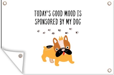 Muurdecoratie Honden - Quotes - Today's good mood is sponsored by my dog - Spreuken - 180x120 cm - Tuinposter - Tuindoek