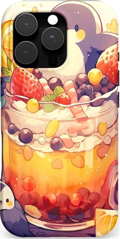 Casetastic hoesje geschikt voor Apple iPhone 16 Pro - MagSafe - Dubbellaagse bescherming - Pinguïn Cocktail - Fashion Case - Crème Perzik Goud Koraal