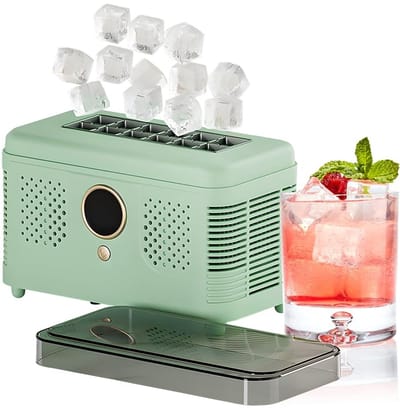 LISM-IJsblokjesmachine voor op het aanrecht, draagbare ijsblokjesmachine met zelfreinigende functie, maakt snel ijs, is stil, compact en geschikt voor thuis/keuken/kantoor/feestjes/camper - milieuvriendelijk