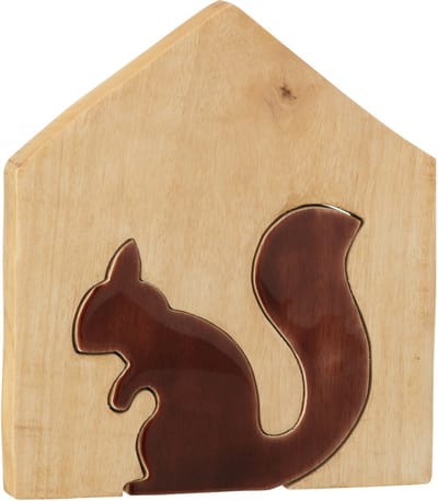 J-Line decoratie Eekhoorn In Huis - hout - naturel/bruin - large