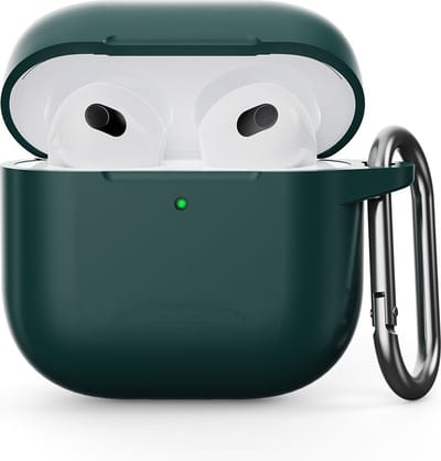 Coverup Hoesje - Geschikt voor AirPods 4 Hoesje - Coverup Siliconen AirPods Case met Sleutelhanger - Emerald Green