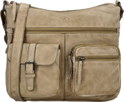 Hide & Stitches Paint Rock Crossbody Schoudertas met Handige Ritsvakken - Leren Dames Tas - Zand