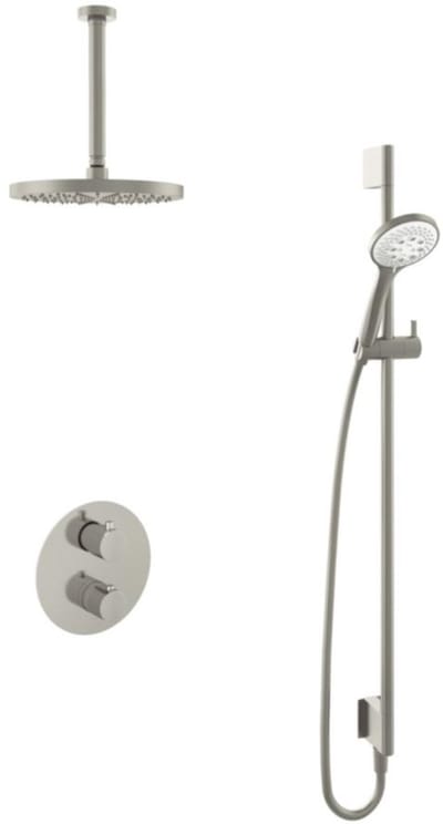 Hotbath Buddy - Inbouw Regendoucheset - Thermostatisch - Plafondbuis 30 cm - Hoofddouche 250 mm - Ronde Handdouche 3 Standen - Glijstang 900 mm - met 2-Weg Stop-Omstel - Waterbesparend - V02