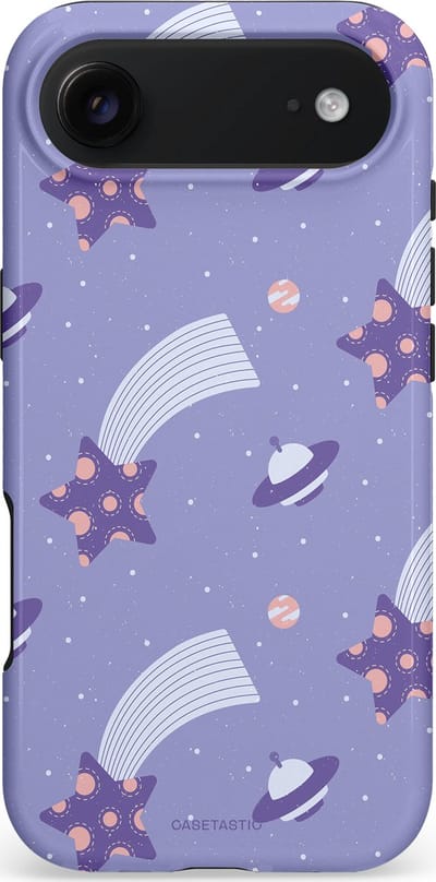 Casetastic hoesje geschikt voor Apple iPhone Air - MagSafe - Dubbellaagse bescherming - Sterrenhemel Lila - Fashion Case - Lavendel Lichtgrijs
