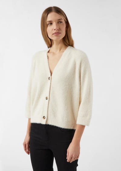 Vrouwelijke zachte gebreide cardigan met 3/4 mouwen COMMA