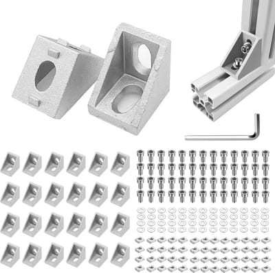 Cosensi - Aluminium Profiel Hoeken - 26-delige Set - Perfect voor DIY Projecten - 20x20 mm - Hoekverbindingen - Geschikt voor Planken en Steunen