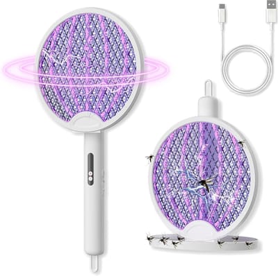 Elektrische muggenmepper-Opvouwbaar- 3 in 1 Electric Fly Swatter with 3000V - Muggenmepper met UV-Lamp - Type-c Oplaadbaar