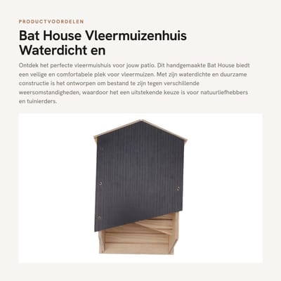 Dailygoods- Vleermuizenhuis Waterdicht - Houten Dubbele Kamer - Duurzaam