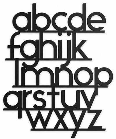 Houten wanddecoratie - Wooden wall decoration | Alfabet 45 x 37cm Alphabet | Zwart - Black | Muurdecoratie kinderkamer - Wall art for kids room - Wandfiguur - Babykamer - Abc