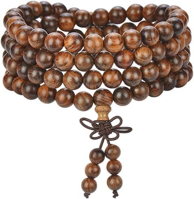 Natuurlijke Houten Mala Armband en Ketting met 108 Gebedskralen