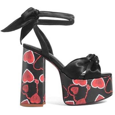 Marque Défilé Femmes Taille 34 -43 Sandales Été Robe Fête Mariage Chaussures Mariée Sexy Talon 12cm Plateforme Nœud Amour Talons Hauts 42 black