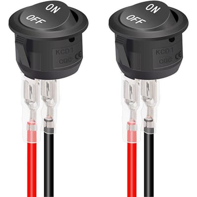 Interrupteur à bascule rond 12V AC 6A/250V 10A/125V SPST 2 Broches 2 Positions Marche/Arrêt Interrupteur à bascule pour Voiture Bateau Automobile Camping-car Noir