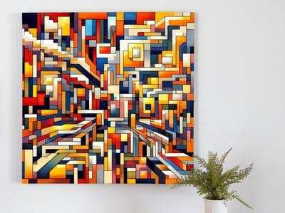 Pixel art picasso schilderij | Picasso's pixelated masterpiece: a modern twist on classic art | Kunst - 60x60 centimeter op Forex | Foto op Forex
