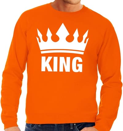 Oranje Koningsdag King sweater heren S