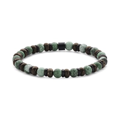 7FB-0833 – Frank 1967 – Heren Armband – Kralenarmband 6 mm – Afrikaanse Steen – Zwartkleurig