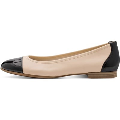 Tamaris Ballerina 1-22124-42 271 Damesschoenen Leer M2212442 beige/zwart