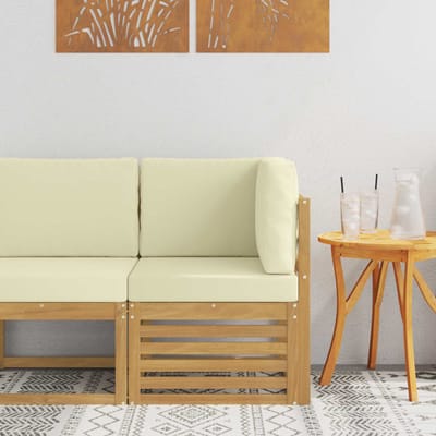 vidaXL - Buitenhoekbank - Massief - Acacia - Hout - Wit