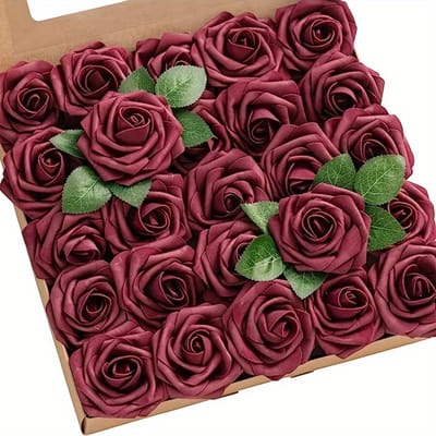 25 stuks Kunstbloemen, Nepbloemen Rozen met Stelen voor DIY Bruidsboeketten Tafelstukken Arrangementen Feest Huisdecoraties