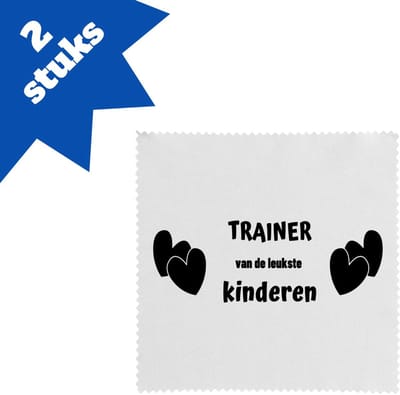 Akyol - trainer van de leukste kinderen brillendoekjes - Trainer - de leukste trainer - verjaardag - cadeautje voor trainer - kado - geschenk - 17,8 bij 17,8 cm - 2 stuks
