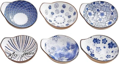 Mrs. Jones Dipschalen porselein sausschaaltjes tapas kommen set dipschalken dipschalen snackkommen set van 6 98 cm boho snackkom voor sushi sojasaus snack 70 ml keramische schoteltjes .