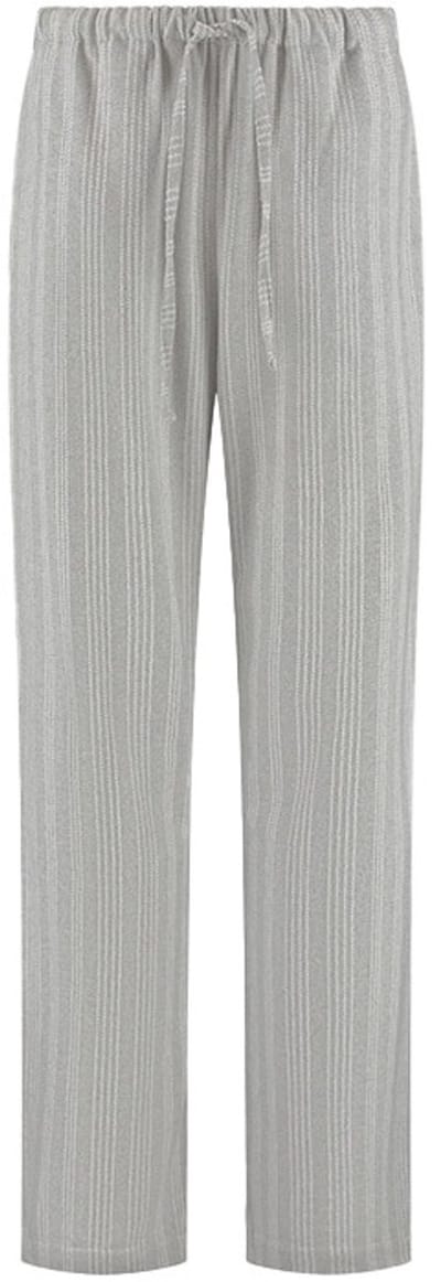 Yumeko pyjamabroek dames flanel lichtgrijs/wit stripe s
