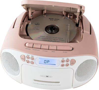 CD-speler met cassette en radio - Draagbare boombox met FM-tuner en AUX-ingang