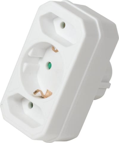 LogiLink LPS221 netstekker adapter Type F Typ C (Eurostekker) + Type F Wit