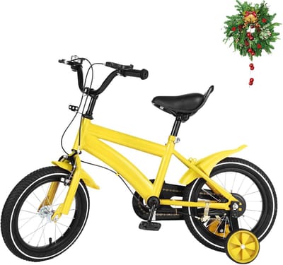 Kinderfiets - Loopfiets Stabilisatoren - Leren Fietsen - Stevig Carbon Frame - 14 Inch - Geel