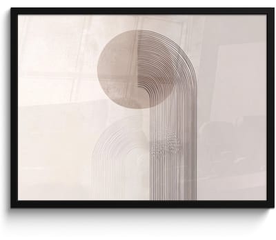 Poster in lijst - Fotolijst 80x60 cm - Posters - Minimalistisch - Cirkel - Lichtgrijs - Posterlijst zwart - Decoratie - Wanddecoratie woonkamer - Muurdecoratie slaapkamer