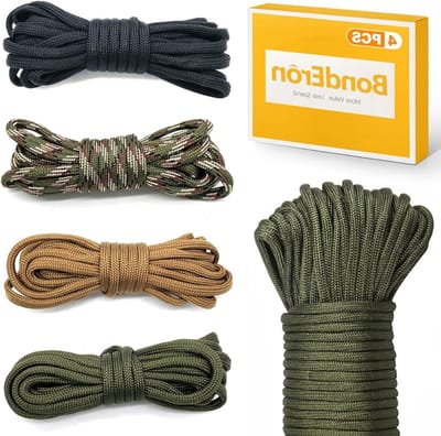 Multifunctionele paracord touwset van 4 kleuren, 4 mm, scheurvast, 7 kernstrengen, ideaal voor knutselen en DIY-projecten
