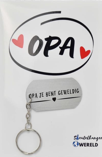Opa je bent geweldig Sleutelhanger inclusief kaart - Opa cadeau - grandpa - Leuk kado voor je opa om te geven - 2.9 x 5.4CM