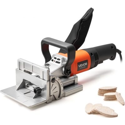VEVOR Accu-lamellenfreesmachine, 5,9 A, groeffreesmachine met 11.600 tpm 760 W motor, 45 graden positioneringsinkeping, hardmetalen zaagblad, stofzak, verstelbare hoek en diepte, voor houtbewerking