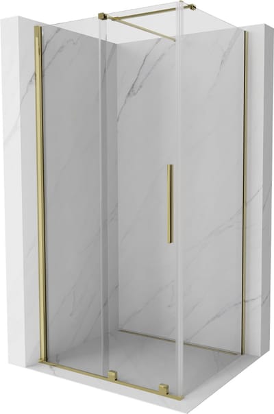 Mexen Velar schuifdouchecabine 90 x 70 , transparant, goud - 871-090-070-01-50