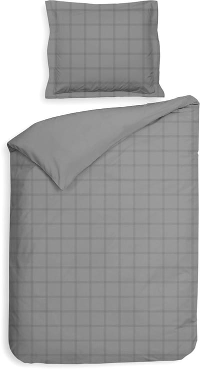 Heckettlane Dekbedovertrek Diamante - Bedlinnen - 140x200-220 cm - Eenpersoons - Grijs - Dekbedovertrek van 100% Katoen-Satijn