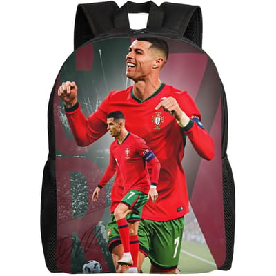 Dynamische Voetballer Rugzak Unisex R-Ronaldos 2026 Lichtgewicht Rugzakken Polyester Kawaii Middelbare School Tassen Kleurrijke Rugzak (as the picture,as picture)