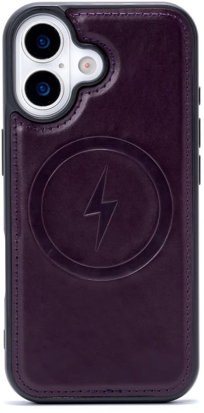 Casemania Echt Leren Hoesje Geschikt voor Apple iPhone 17 - Dark Purple - Geschikt voor MagSafe - Leer Back Cover