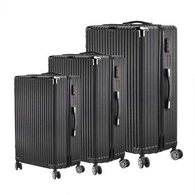 Milova Kofferset - 3-delig - Zwart - Reiskoffer - ABS - Anti kras - Reizen - Vakantie koffers - Reisbagage - 20/24/28 inch