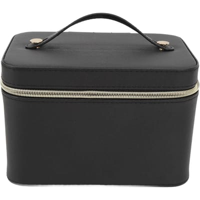 Prachtige Make-up Tas met Spiegel Grote Capaciteit PU Leer Ademend Draagbare Cosmetische Tas met gray