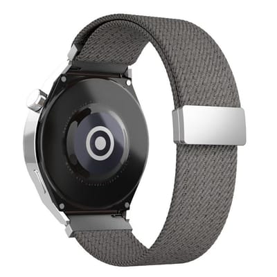 Nylon bandje - geschikt voor Garmin Venu 2s / 3s / 4 (41mm) / Vivoactive 4s / Forerunner 255s / 265s - Huawei Watch GT 5 Pro - 42mm / GT 6 / GT 5 / GT 4 - 41mm - magneet - grijs