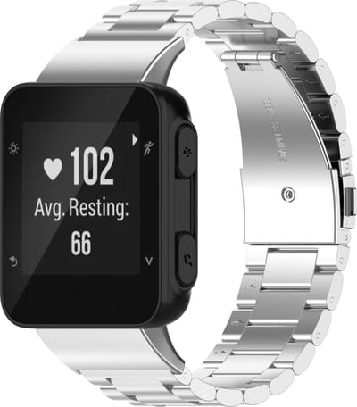 By Qubix - Stalen schakelband - Zilver - Geschikt voor Garmin Forerunner 35 / 30