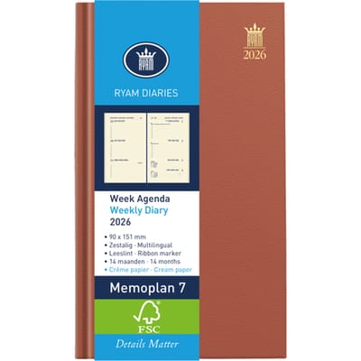 Agenda 2024 Ryam memoplan 7 Nappa 7dagen/2pagina's assorti