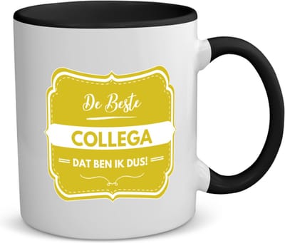 Akyol - de beste collega, dat ben ik dus koffiemok - theemok - zwart - Collega - iemand die een collega is - beste ooit - werk - collega - verjaardagscadeau - kado - gift - geschenk - afscheidscadeau - welkomscadeau - verrassing - 350 ML inhoud