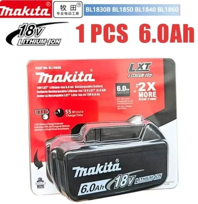 Cherrys Finds - Makita Accu - Accu - Oplaadbare Batterij - 6.0Ah - 18V - Elektrisch Gereedschap Batterij - Zwart