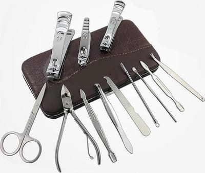 *** 12-Delige Manicureset - Pedicure Set - Nagelverzorging kit - Opbergetui - Reisset - Nageltang - Voetverzorging - van Heble® ***