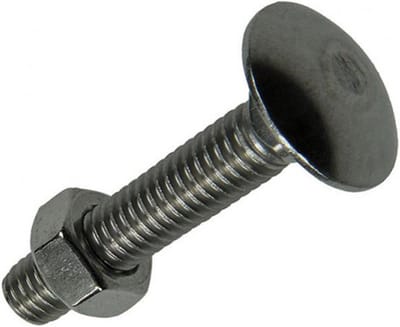 Houtbout-Slotbout met Moer. Rvs-A2. M8 x 40mm. Lang. 4 Stuks. Slotbouten. Sam.